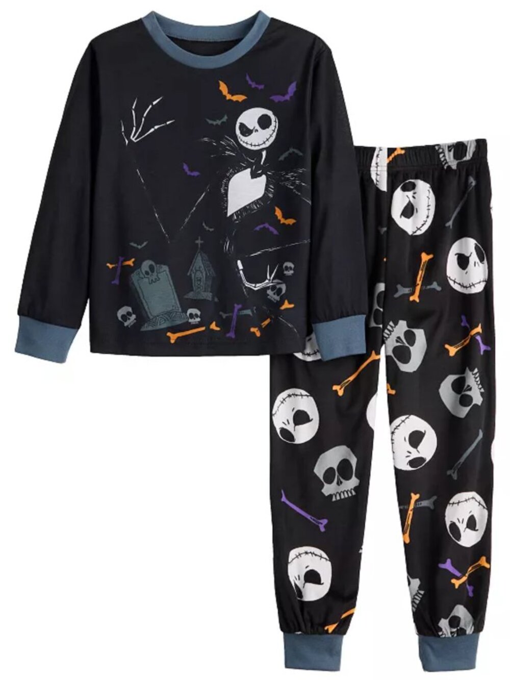 Nightmare Before Christmas Pajamas 4 Jack Skellington Long Sleeve Top & Bottoms